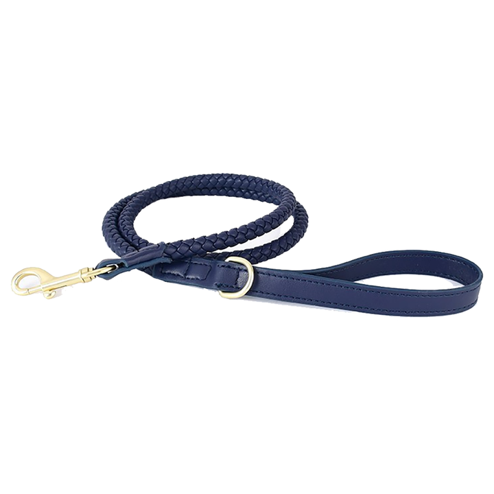 Pawscentral 犬用 イサティスブルーレザー編み込みペットリード