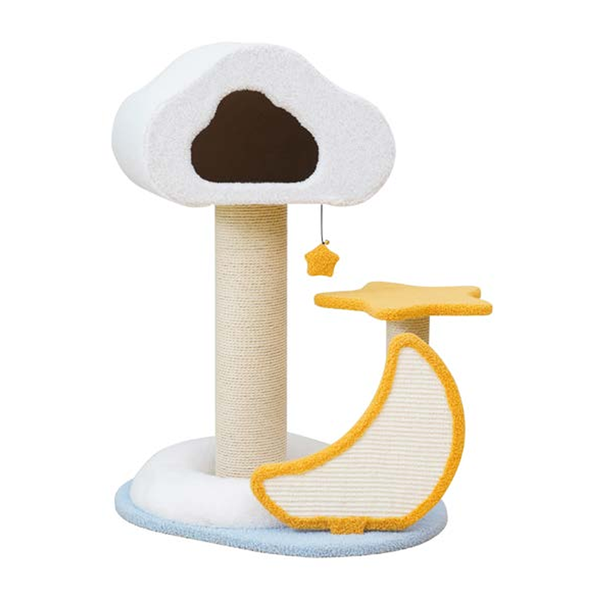 Pawscentral Cat ホワイト+イエロー クラウドムーン ドリームキャットツリー