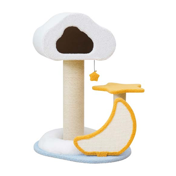 Pawscentral Cat ホワイト+イエロー クラウドムーン ドリームキャットツリー