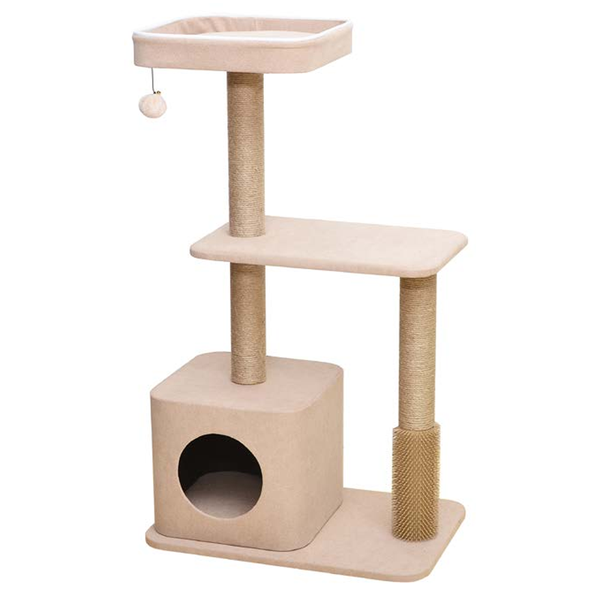 Pawscentral キャットツリー ベージュ ミニマムで快適なキャッスルキャットツリー